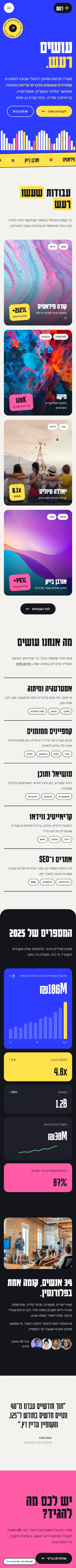 דף הבית של אתר רעש פרסום ושיווק במובייל